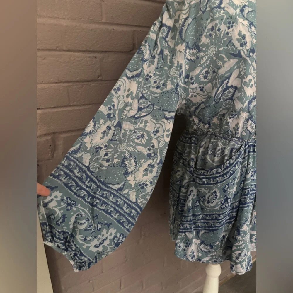 Free People print open back disconnected dress  S